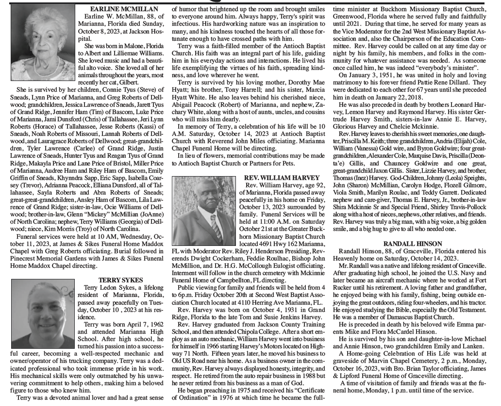 Obituaries The Graceville News